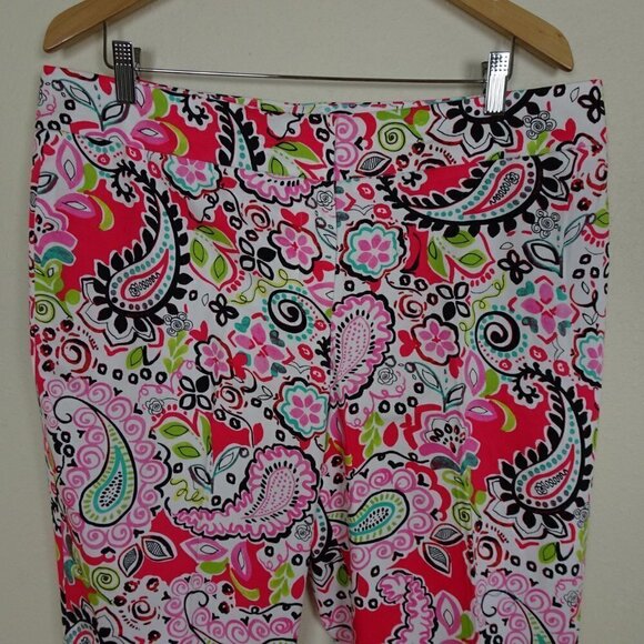 Pappagallo Paisley Pants Women's Size 14 Pink Colorful Spring Summer Stretch - Picture 2 of 6